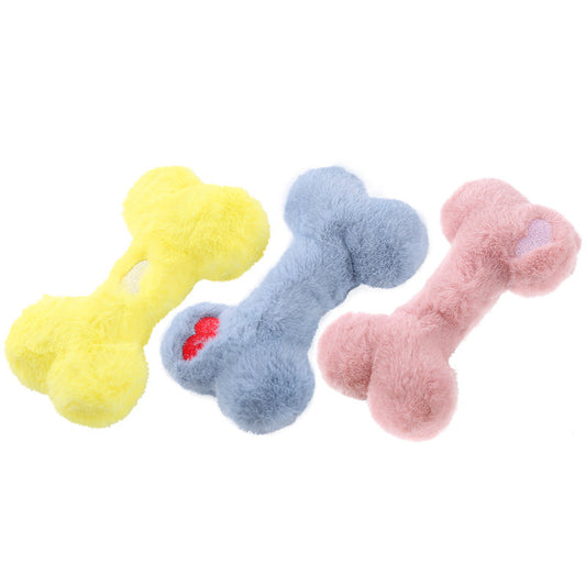 KFX-2936125 Interactive Love Bone Plush Dog Toy for Dental Health and Chewing Fun