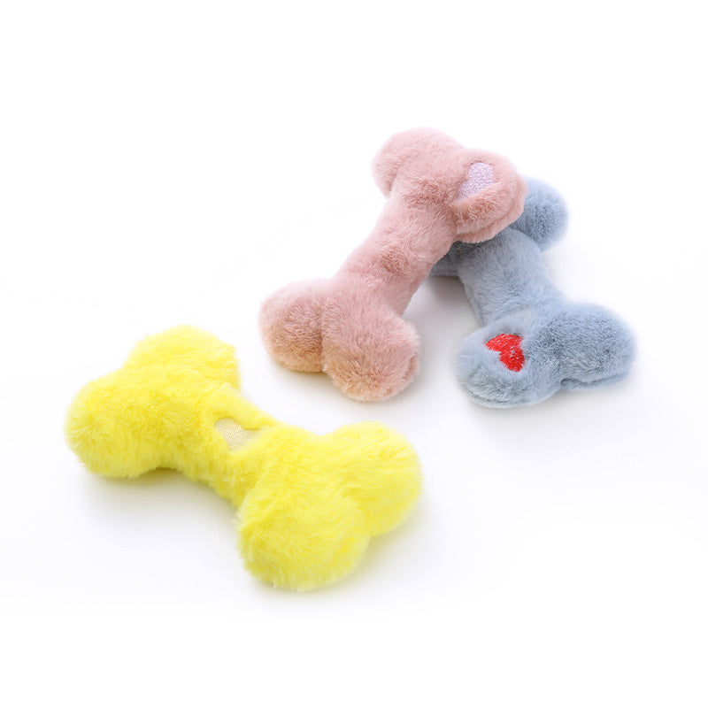 KFX-2936125 Interactive Love Bone Plush Dog Toy for Dental Health and Chewing Fun
