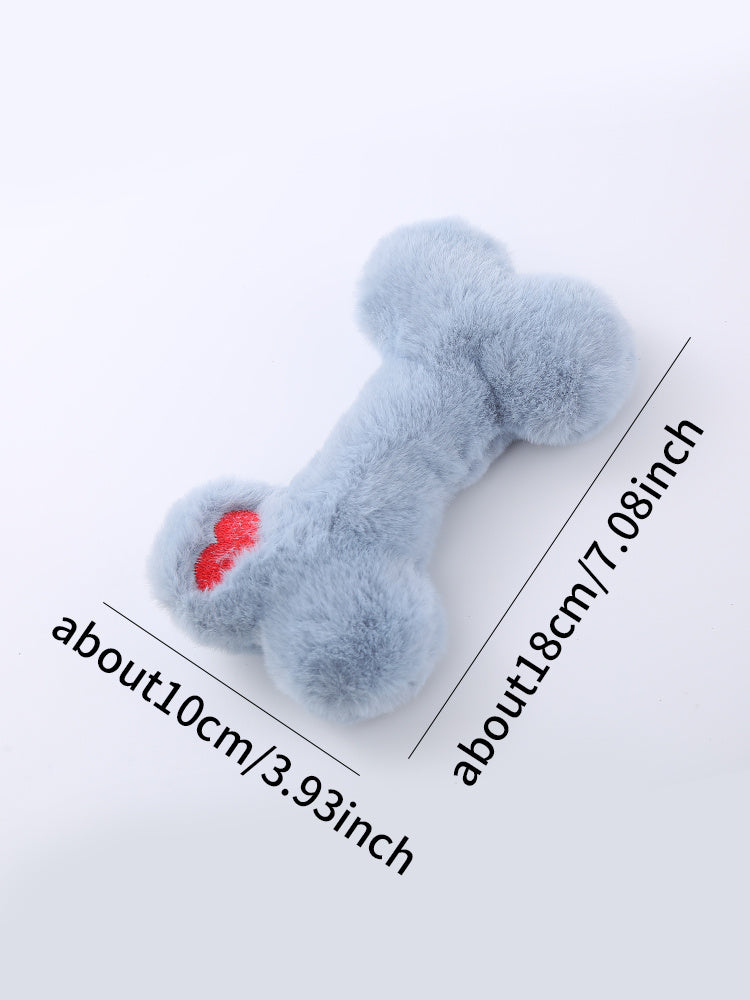 KFX-2936125 Interactive Love Bone Plush Dog Toy for Dental Health and Chewing Fun