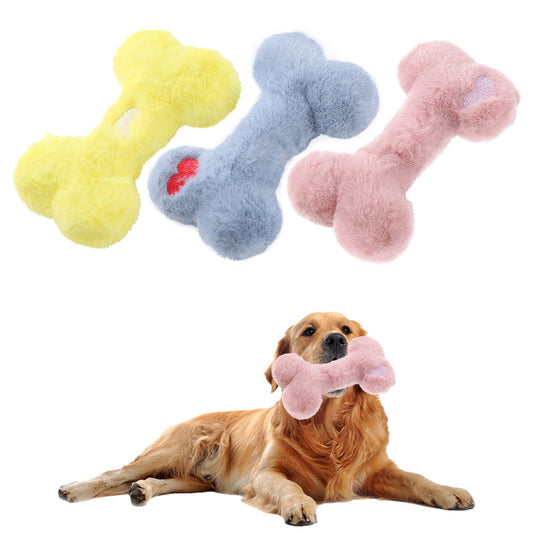KFX-2936125 Interactive Love Bone Plush Dog Toy for Dental Health and Chewing Fun