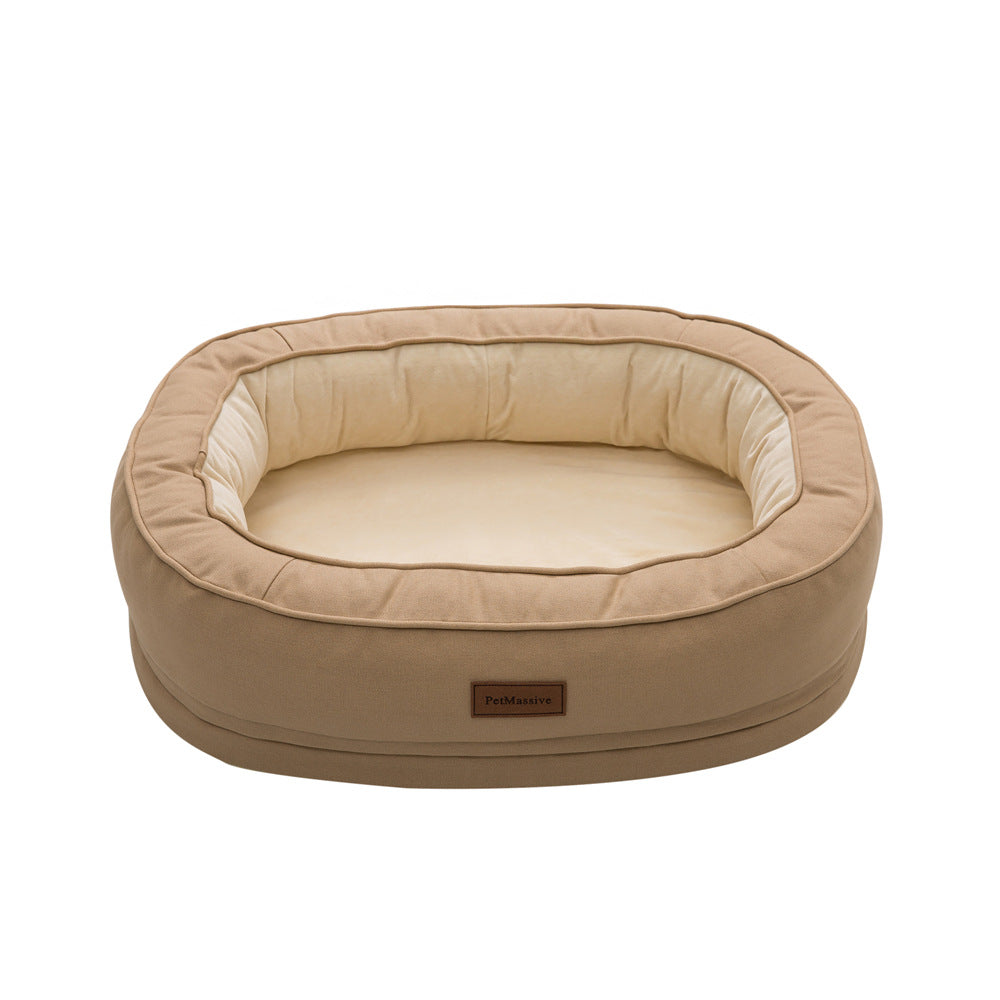 KFX-2936893 Orthopedic Waterproof Dog Kennel - Removable & Washable for All Seasons, Available in Khaki (M, L, XL)