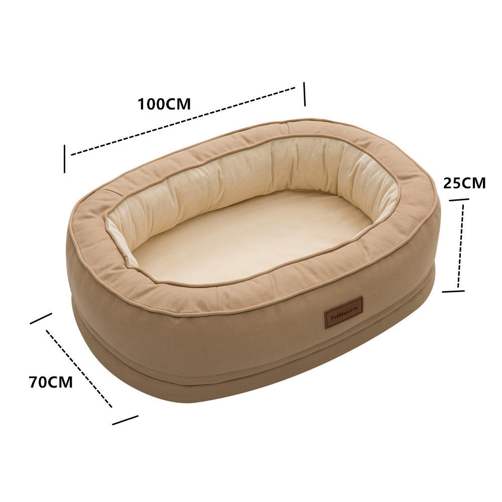 KFX-2936893 Orthopedic Waterproof Dog Kennel - Removable & Washable for All Seasons, Available in Khaki (M, L, XL)