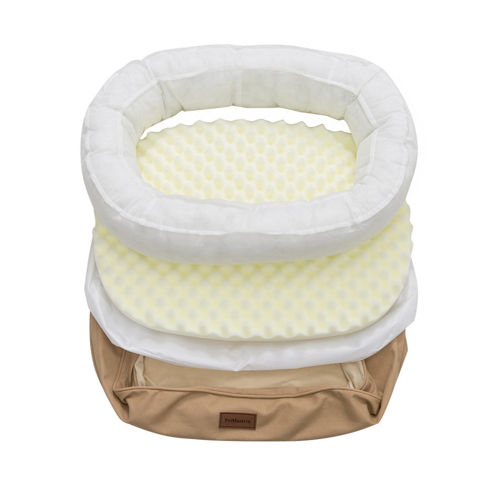 KFX-2936893 Orthopedic Waterproof Dog Kennel - Removable & Washable for All Seasons, Available in Khaki (M, L, XL)