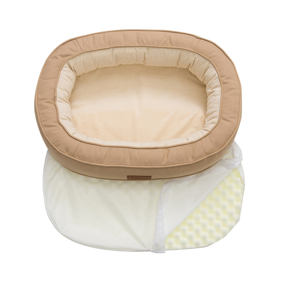 KFX-2936893 Orthopedic Waterproof Dog Kennel - Removable & Washable for All Seasons, Available in Khaki (M, L, XL)