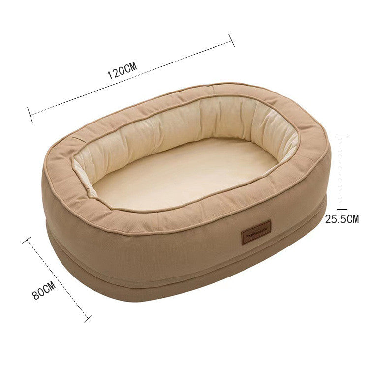 KFX-2936893 Orthopedic Waterproof Dog Kennel - Removable & Washable for All Seasons, Available in Khaki (M, L, XL)