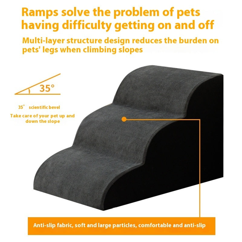 KFX-2937021 Wooden Pet Stairs for Dogs - Removable and Washable Bed Steps