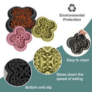 KFX-2940093 Silicone Non-Slip Pet Licking Pad for Dogs and Cats - Slow Feeding Bowl Mat, 19cm x 21cm