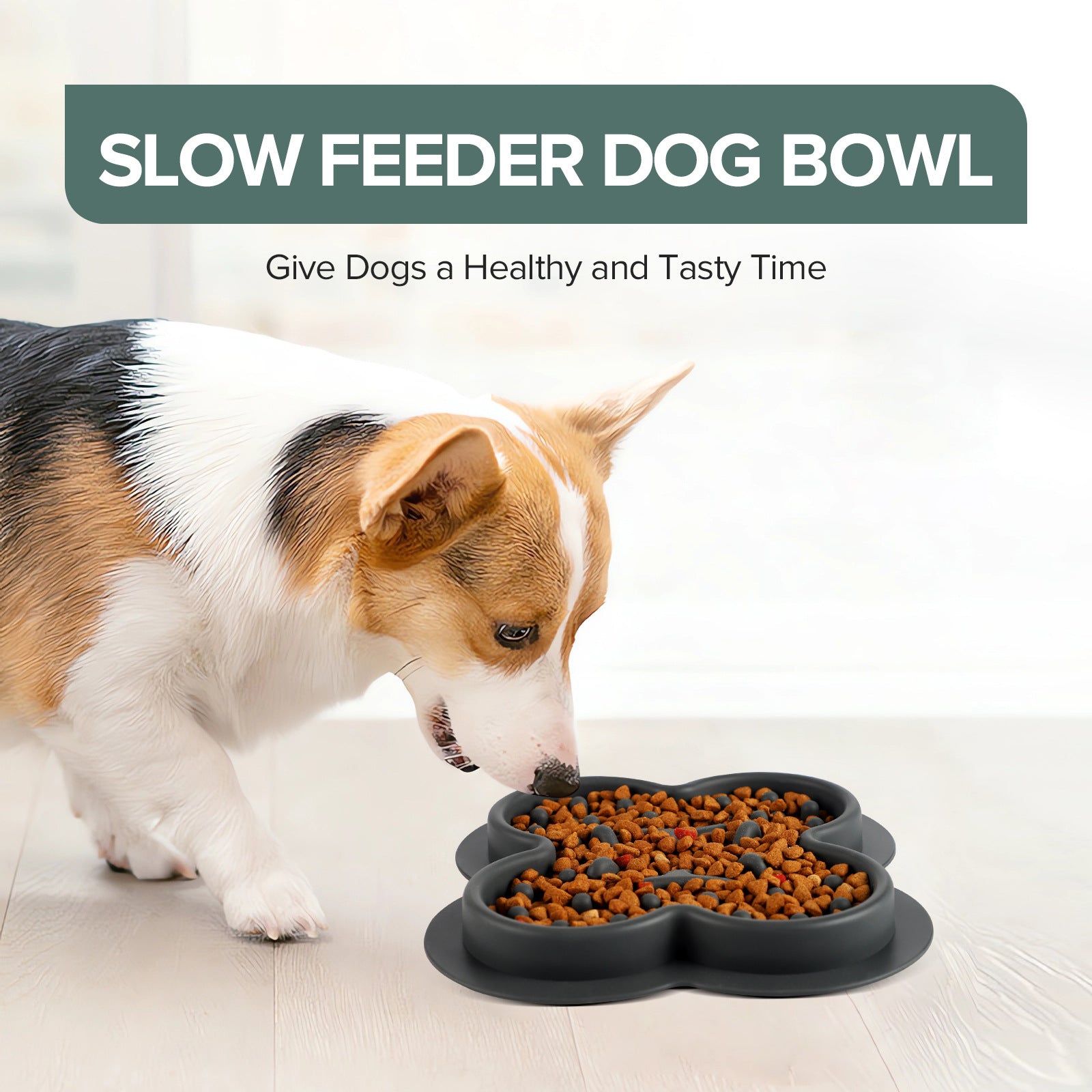 KFX-2940093 Silicone Non-Slip Pet Licking Pad for Dogs and Cats - Slow Feeding Bowl Mat, 19cm x 21cm