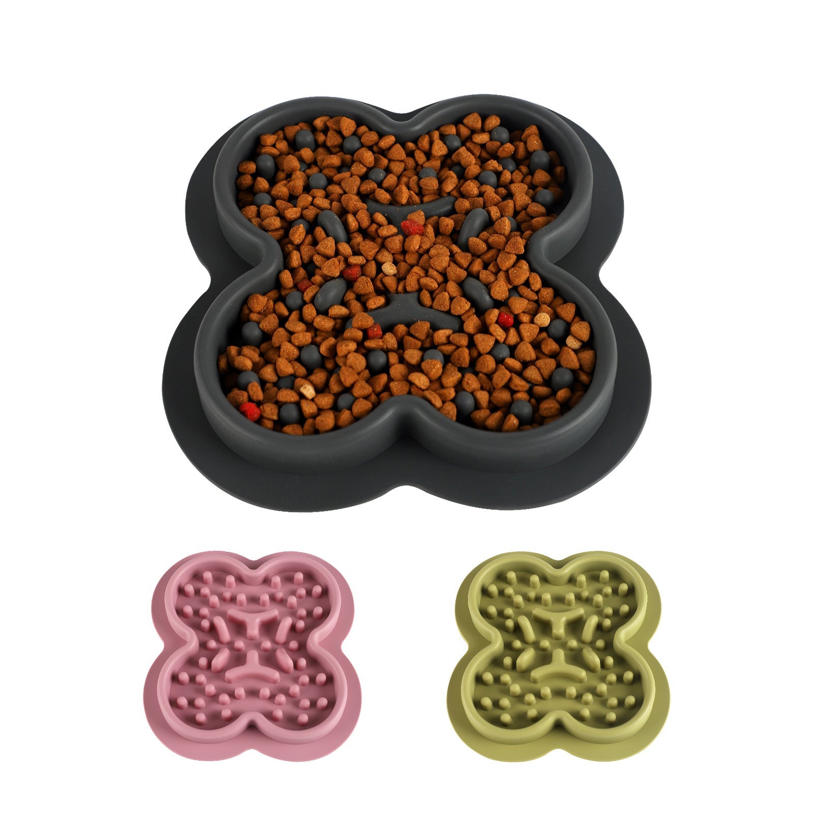 KFX-2940093 Silicone Non-Slip Pet Licking Pad for Dogs and Cats - Slow Feeding Bowl Mat, 19cm x 21cm