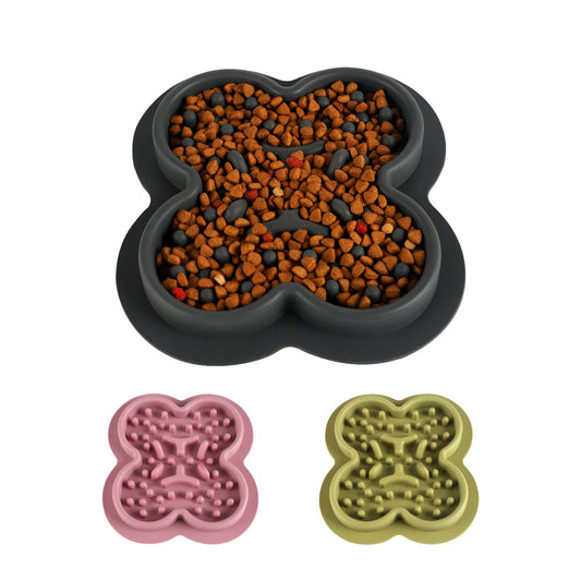 KFX-2940093 Silicone Non-Slip Pet Licking Pad for Dogs and Cats - Slow Feeding Bowl Mat, 19cm x 21cm
