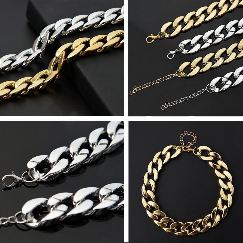 KFX-2940605 Cat Collar with Golden Chain Ornament and Glasses Accessory