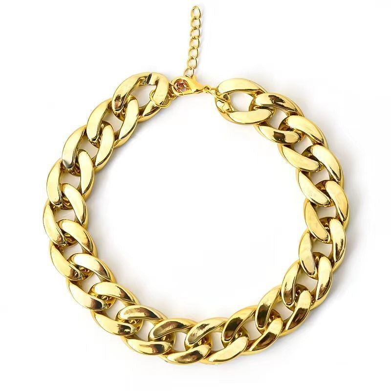 KFX-2940605 Cat Collar with Golden Chain Ornament and Glasses Accessory