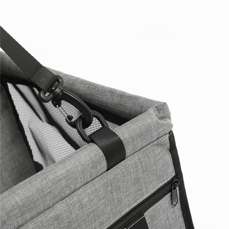 KFX-2940861 Grey Car Pet Luggage Bag with Safety Straps for Comfortable Travel and Protection from Bumps