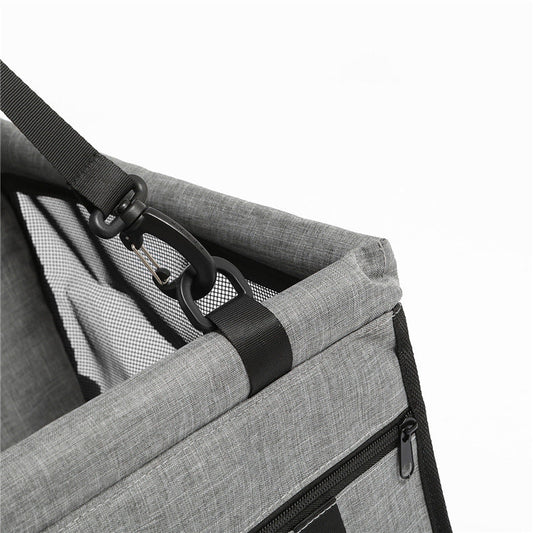 KFX-2940861 Grey Car Pet Luggage Bag with Safety Straps for Comfortable Travel and Protection from Bumps