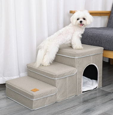 KFX-2941885 Multifunctional Pet Staircase for Cats and Dogs in Various Plush Colors