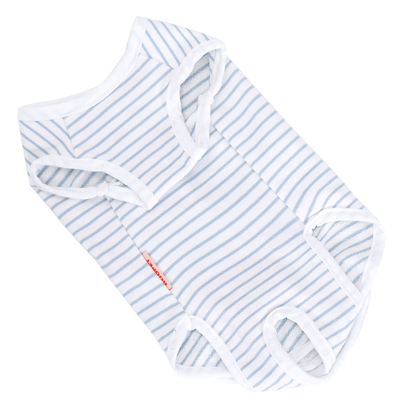 KFX-2942781 Casual Blue and White Cotton Pet Care Suit for All Sizes
