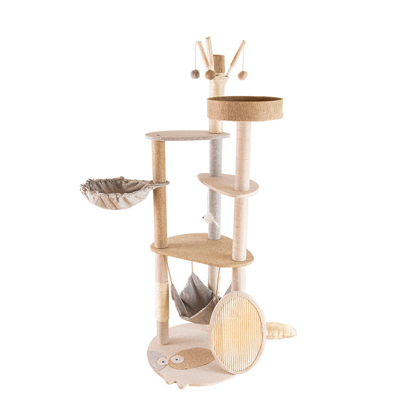 KFX-2947645 Large Wooden Cat Climbing Frame with Integrated Shelf for Active Play