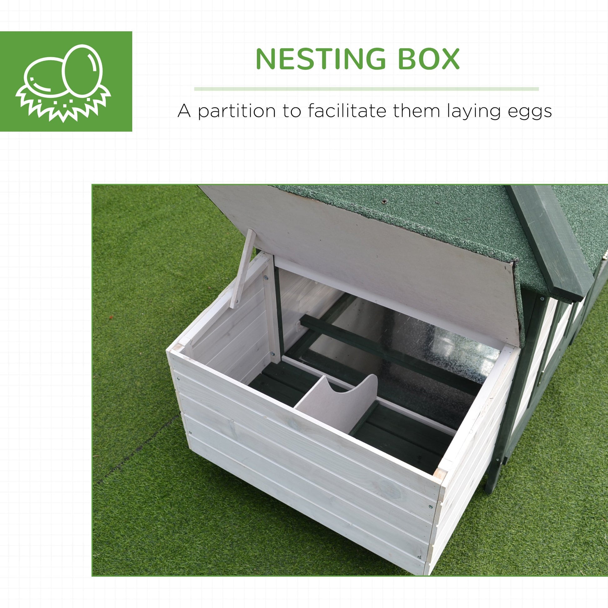KFX-2948029 77" Weatherproof Wooden Chicken Coop with Enclosed Run and Nesting Box