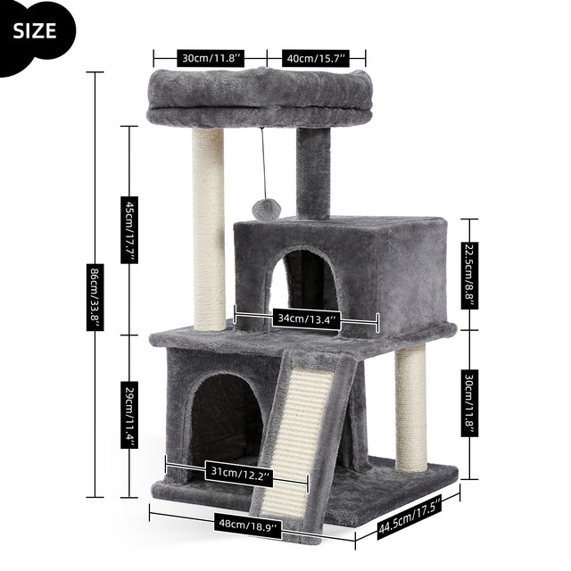 KFX-2948413 Spacious Cat Tree with Double Condos and Cozy Perch for Tall Cats