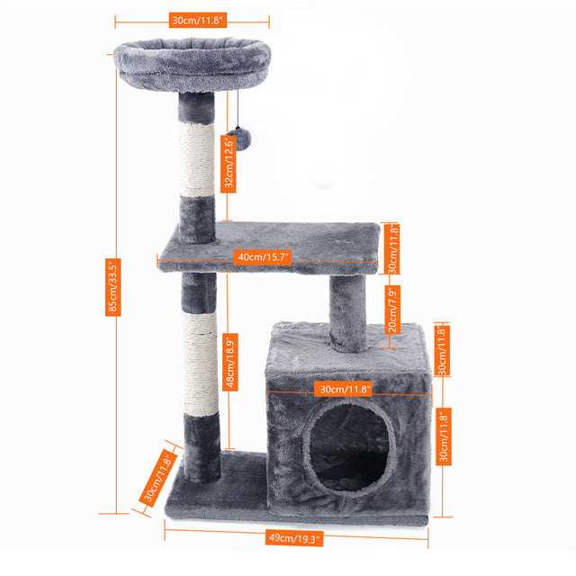 KFX-2948413 Spacious Cat Tree with Double Condos and Cozy Perch for Tall Cats