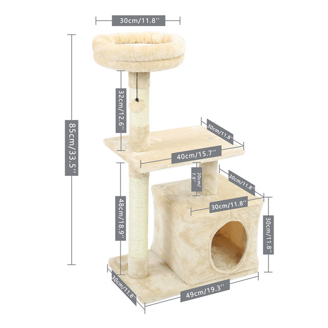 KFX-2948413 Spacious Cat Tree with Double Condos and Cozy Perch for Tall Cats