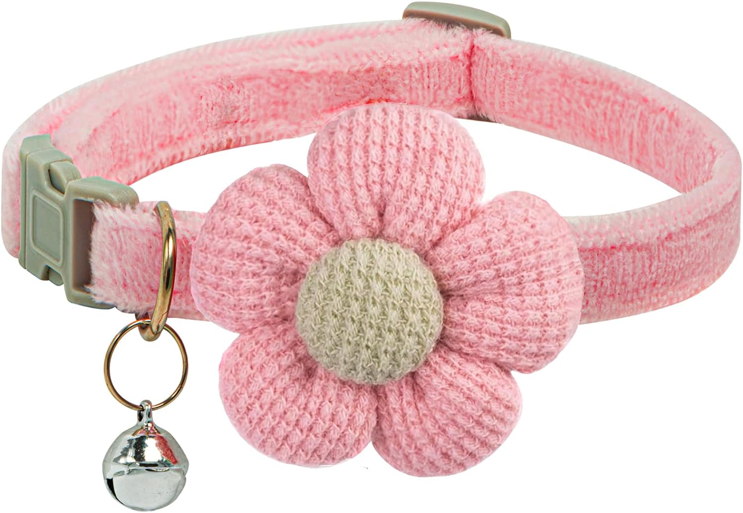 KFX-2951613 Floral Small Dog Collar with Bell - Adjustable and Comfortable for Girls