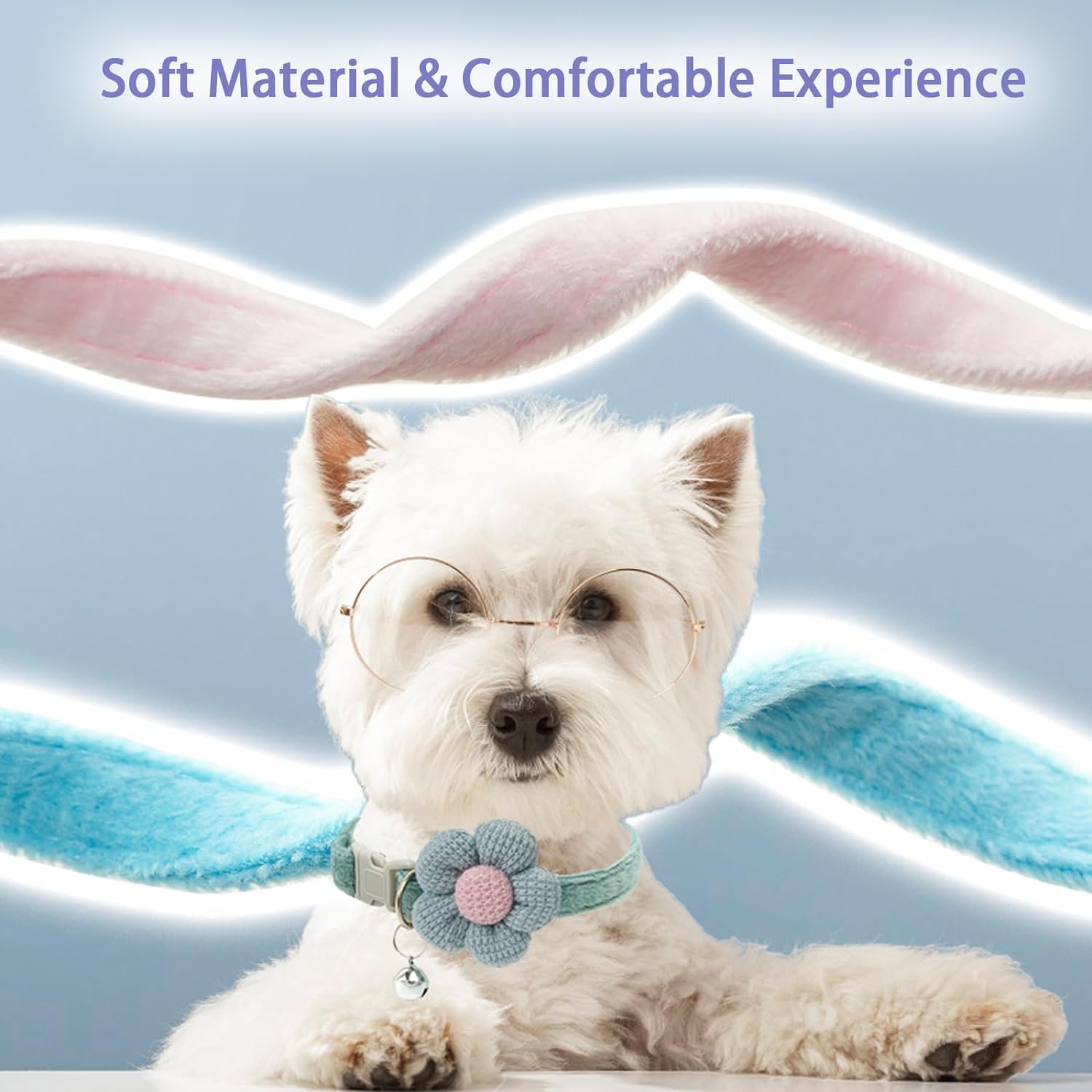 KFX-2951613 Floral Small Dog Collar with Bell - Adjustable and Comfortable for Girls