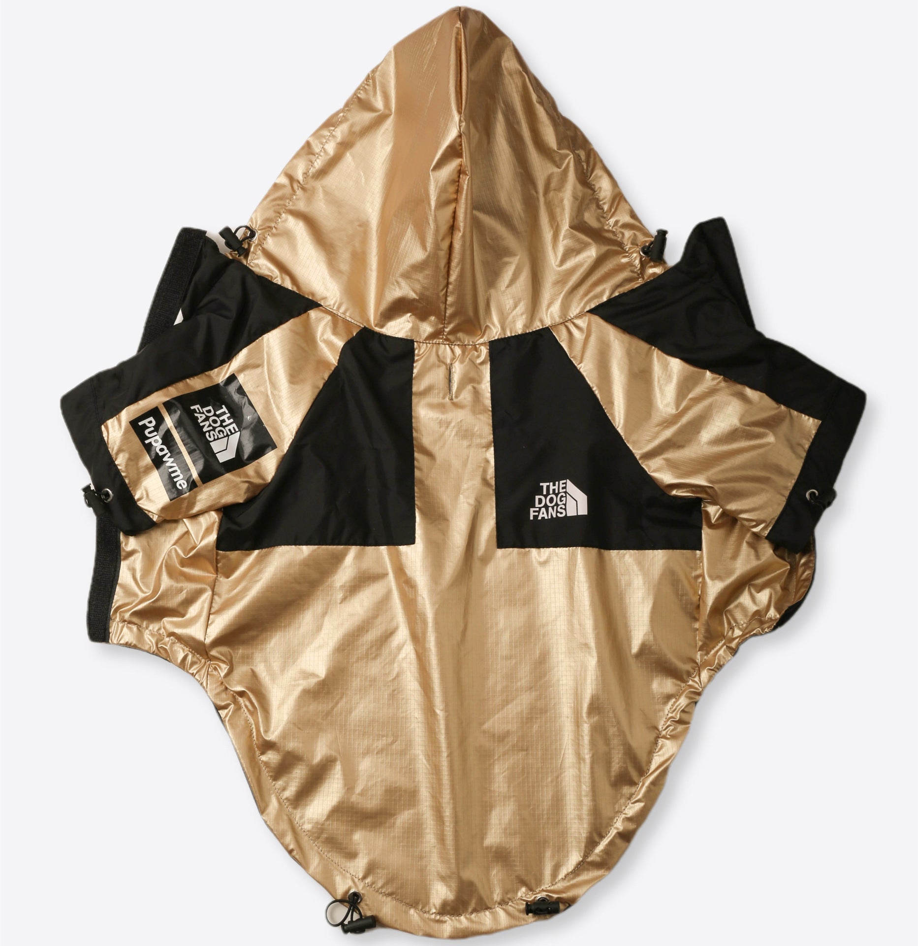 KFX-2951741 Large Dog Raincoat Shell Jacket - Windproof and Rainproof in Gold, Available in Multiple Sizes (S-5XL)