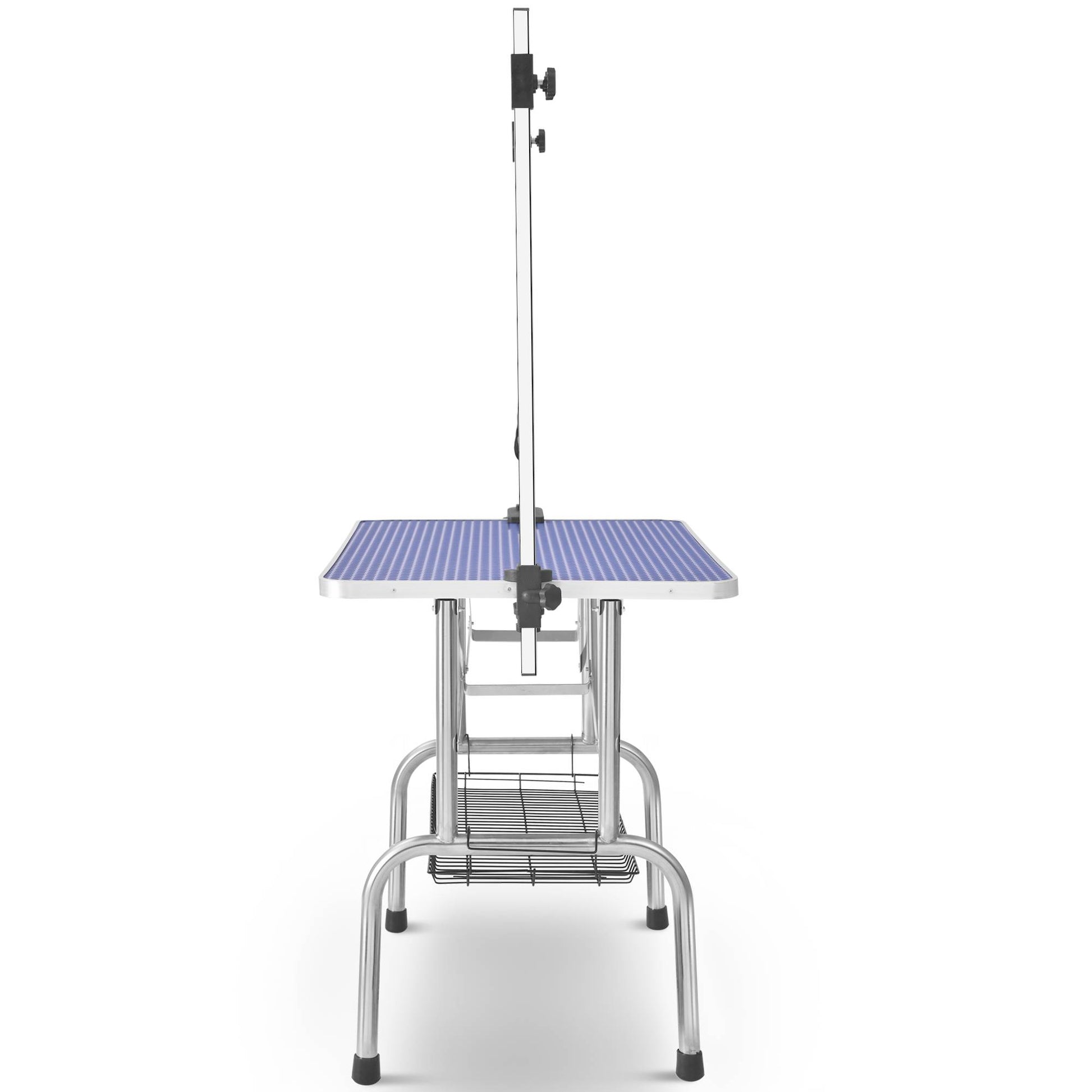 KFX-2951997 Heavy Duty Stainless Steel Folding Pet Grooming Table with Adjustable Arm and Rubber Surface