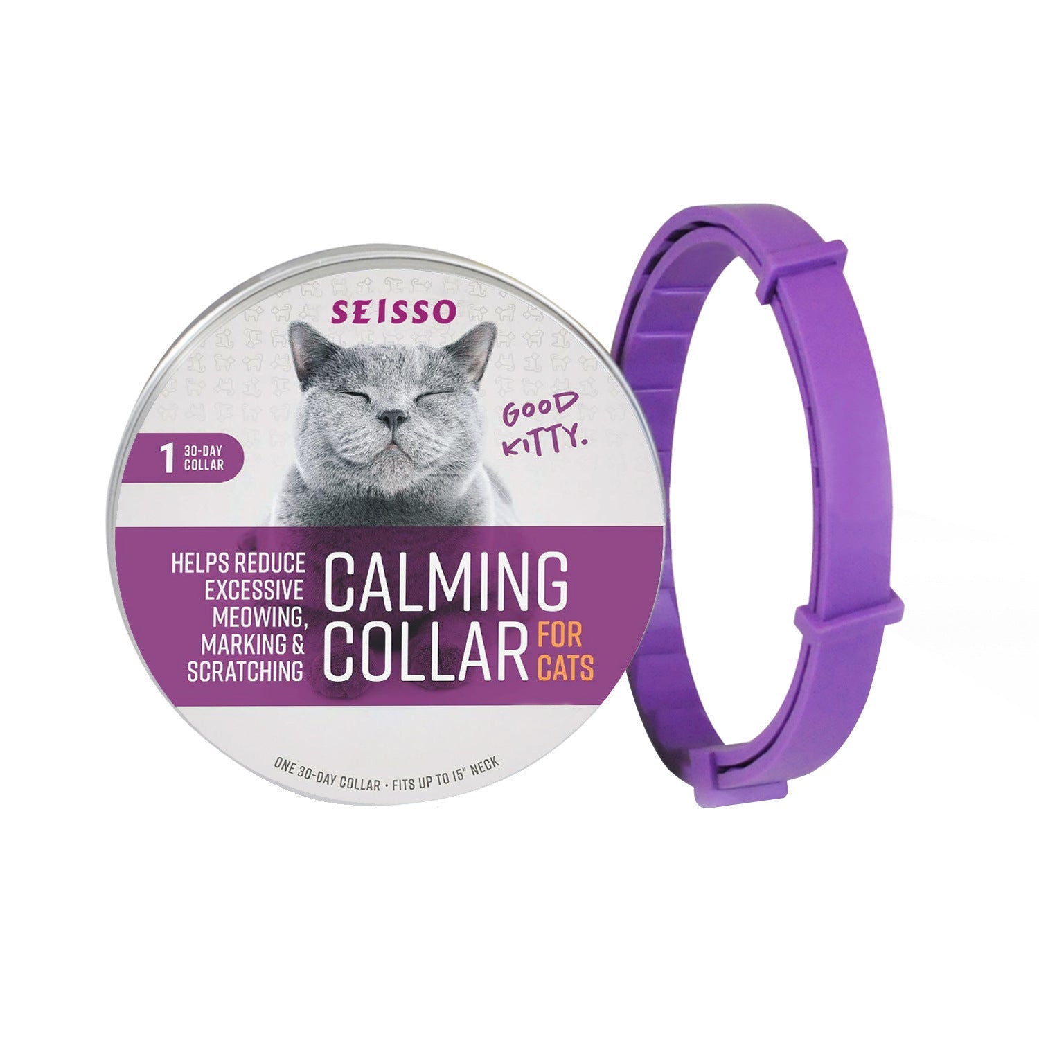 KFX-2952125 Calming Cat Collar for Anxiety Relief - Adjustable Hypoallergenic Comfort Collar