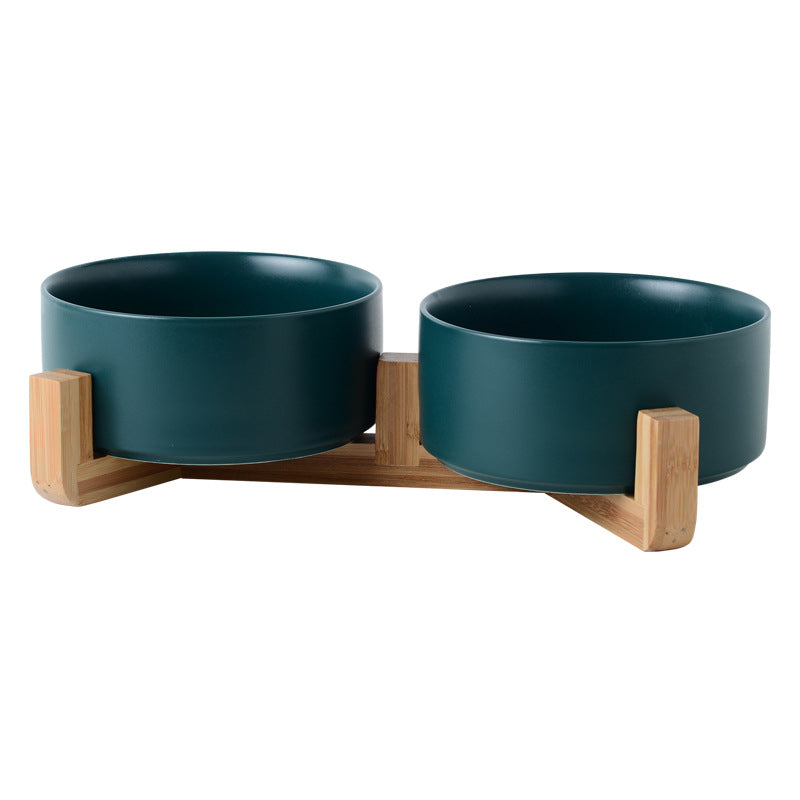 KFX-2960061 Creative Multifunctional Porcelain Fruit Dessert Bowl with Bamboo Mat in Various Colors