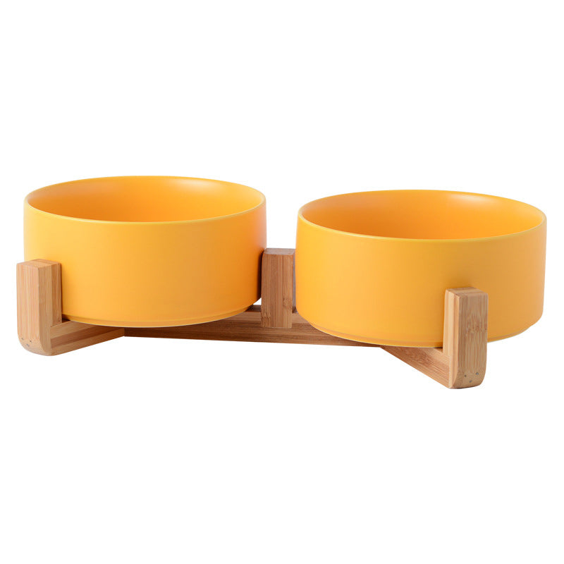 KFX-2960061 Creative Multifunctional Porcelain Fruit Dessert Bowl with Bamboo Mat in Various Colors