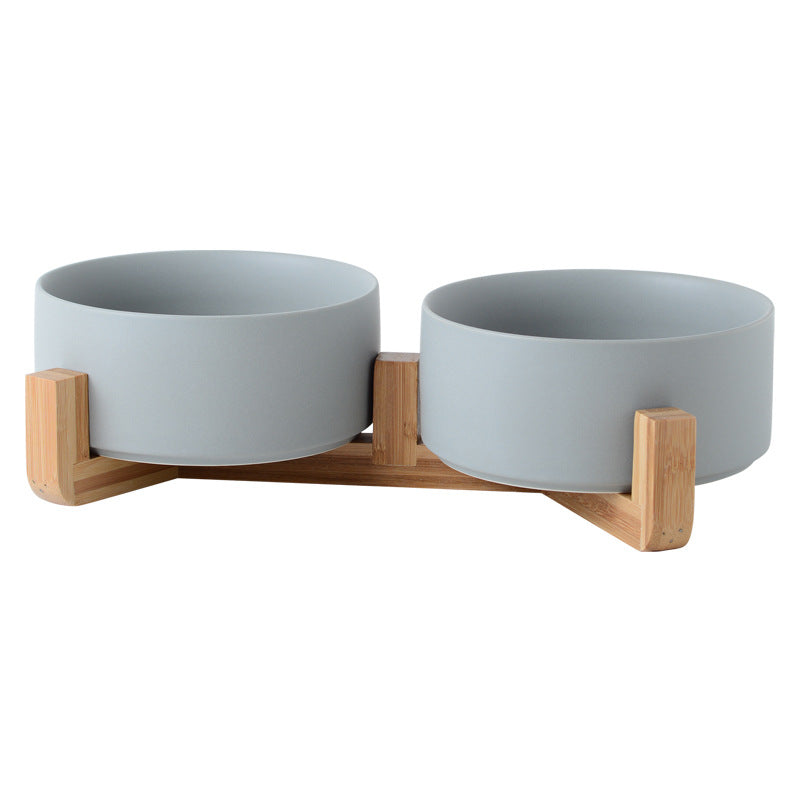 KFX-2960061 Creative Multifunctional Porcelain Fruit Dessert Bowl with Bamboo Mat in Various Colors