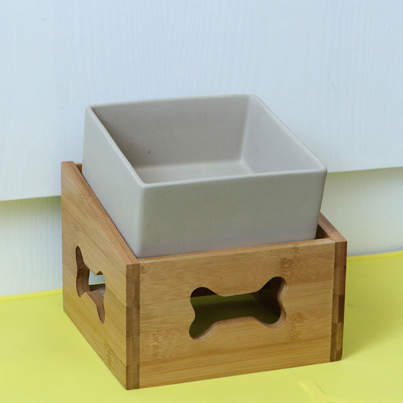 KFX-2960061 Creative Multifunctional Porcelain Fruit Dessert Bowl with Bamboo Mat in Various Colors