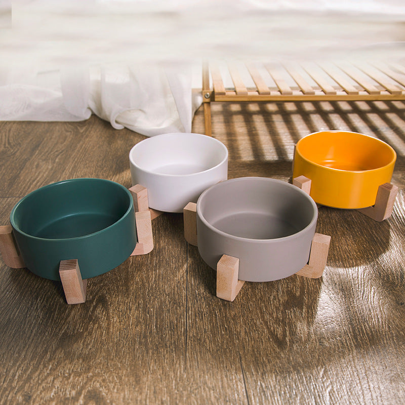 KFX-2960061 Creative Multifunctional Porcelain Fruit Dessert Bowl with Bamboo Mat in Various Colors