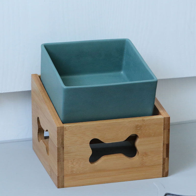 KFX-2960061 Creative Multifunctional Porcelain Fruit Dessert Bowl with Bamboo Mat in Various Colors