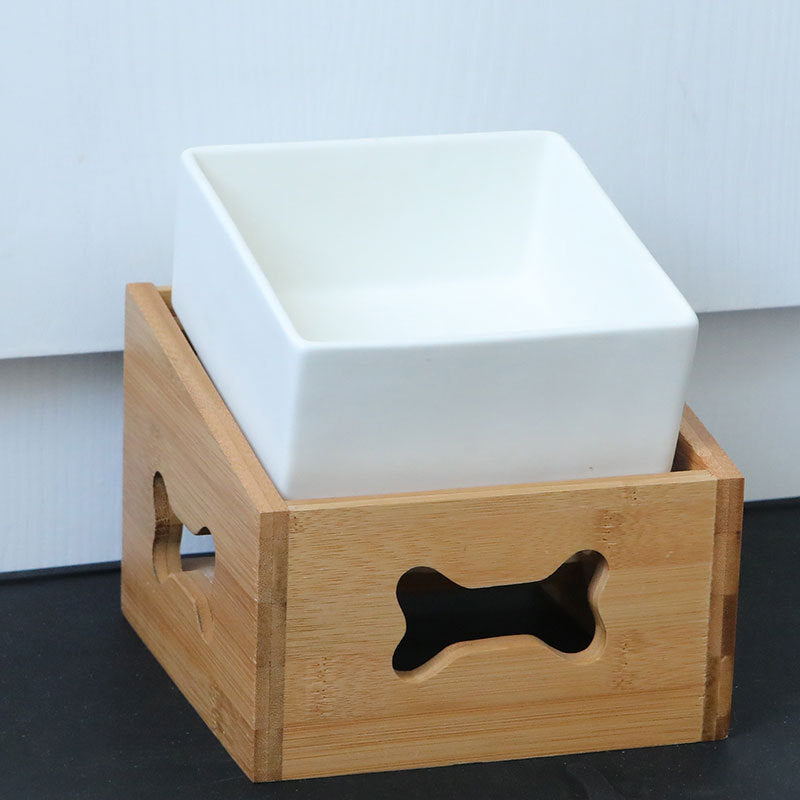 KFX-2960061 Creative Multifunctional Porcelain Fruit Dessert Bowl with Bamboo Mat in Various Colors