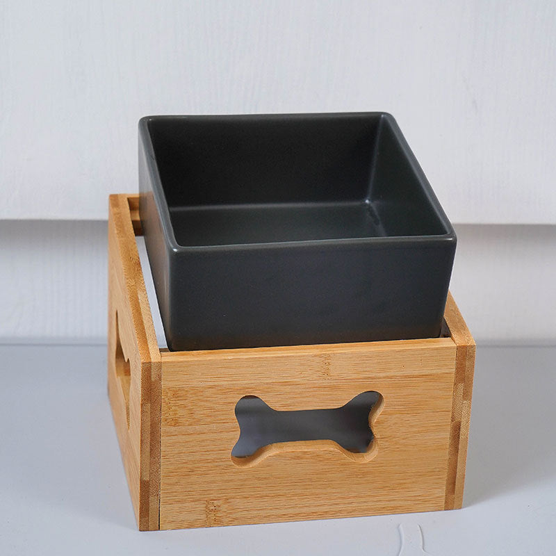 KFX-2960061 Creative Multifunctional Porcelain Fruit Dessert Bowl with Bamboo Mat in Various Colors