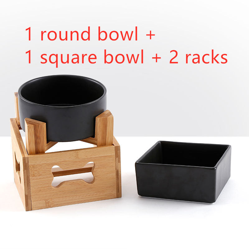 KFX-2960061 Creative Multifunctional Porcelain Fruit Dessert Bowl with Bamboo Mat in Various Colors