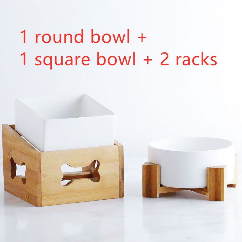 KFX-2960061 Creative Multifunctional Porcelain Fruit Dessert Bowl with Bamboo Mat in Various Colors