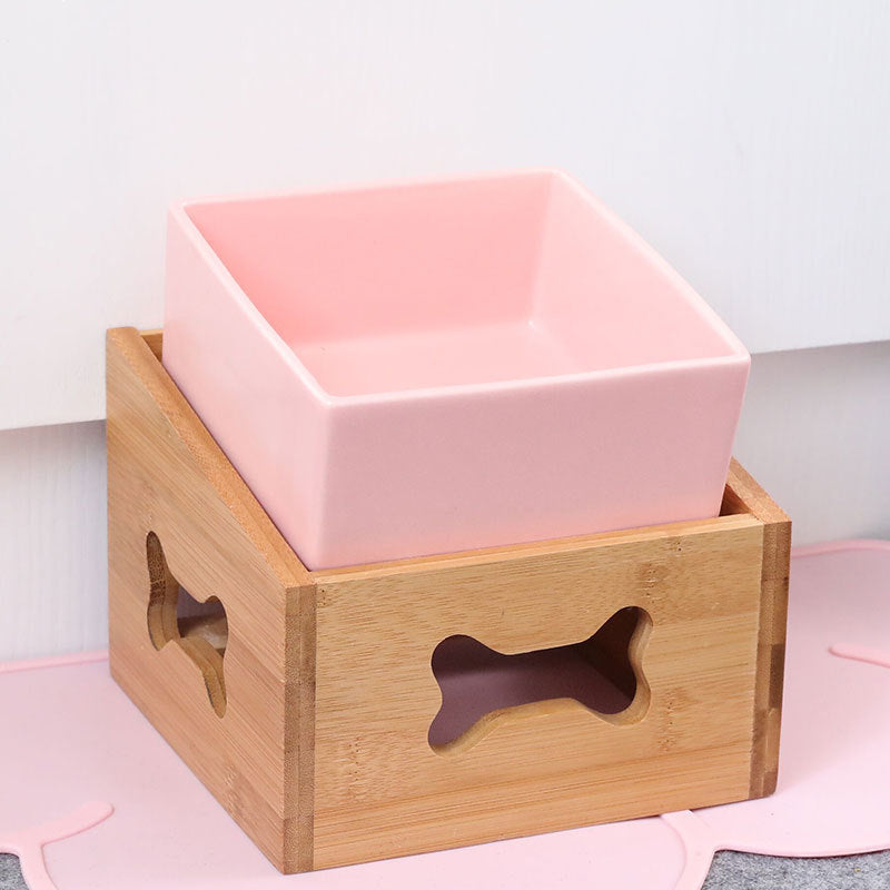 KFX-2960061 Creative Multifunctional Porcelain Fruit Dessert Bowl with Bamboo Mat in Various Colors