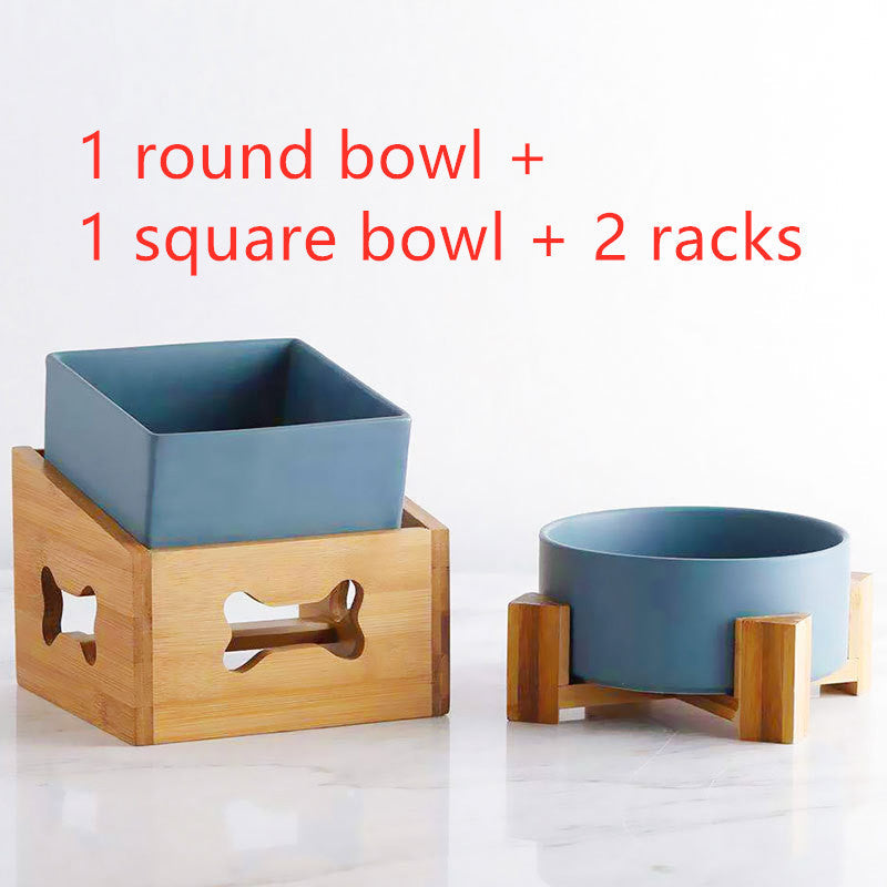 KFX-2960061 Creative Multifunctional Porcelain Fruit Dessert Bowl with Bamboo Mat in Various Colors