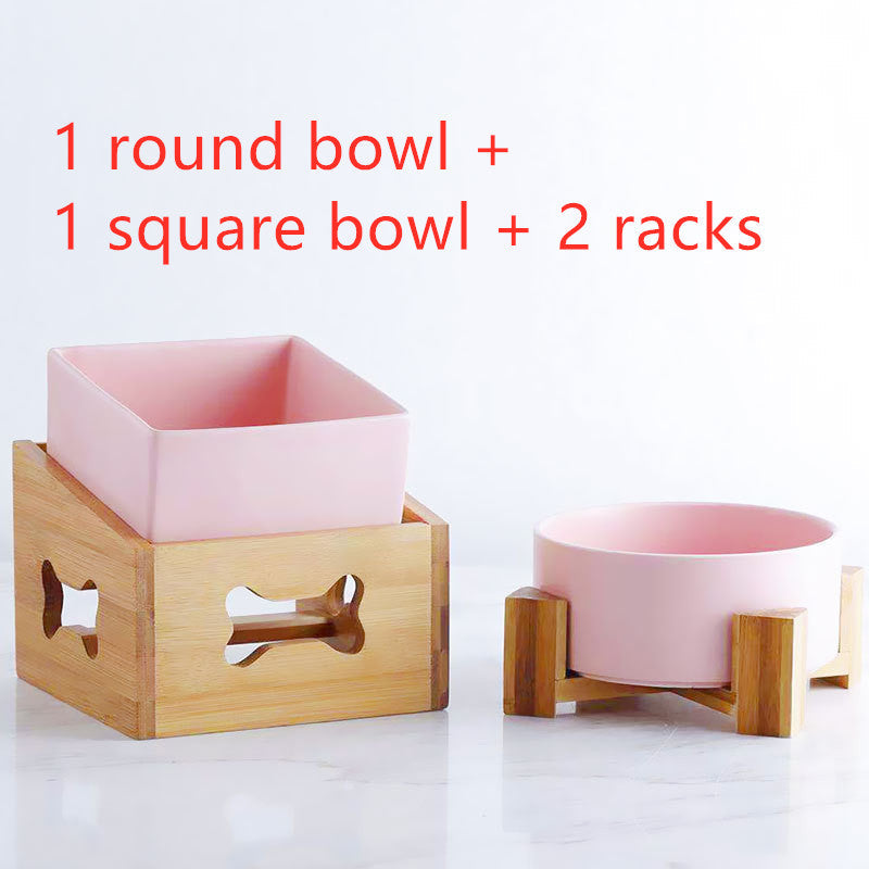 KFX-2960061 Creative Multifunctional Porcelain Fruit Dessert Bowl with Bamboo Mat in Various Colors