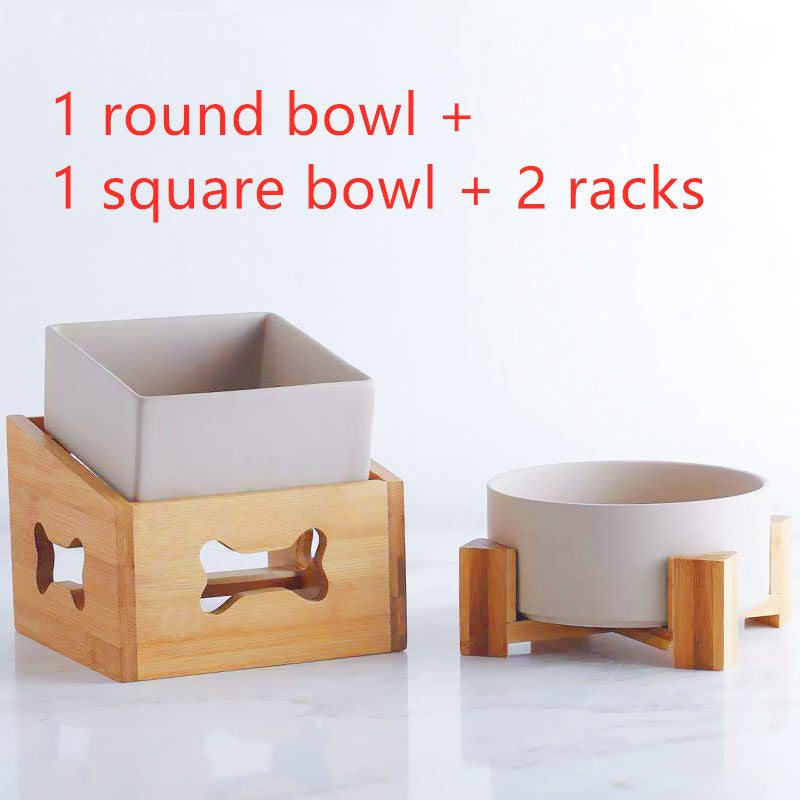 KFX-2960061 Creative Multifunctional Porcelain Fruit Dessert Bowl with Bamboo Mat in Various Colors