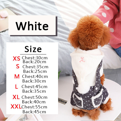 KFX-2960445 Cozy Thick Polyester and Wool Pet Outfit for Small Puppies in White and Pink