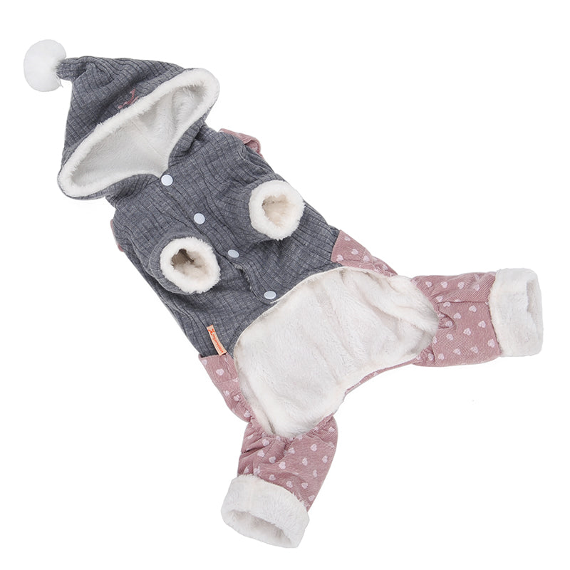 KFX-2960445 Cozy Thick Polyester and Wool Pet Outfit for Small Puppies in White and Pink