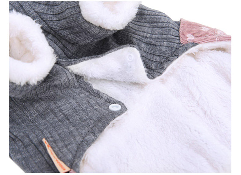 KFX-2960445 Cozy Thick Polyester and Wool Pet Outfit for Small Puppies in White and Pink