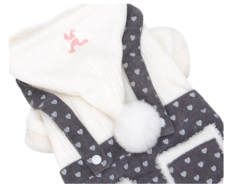 KFX-2960445 Cozy Thick Polyester and Wool Pet Outfit for Small Puppies in White and Pink