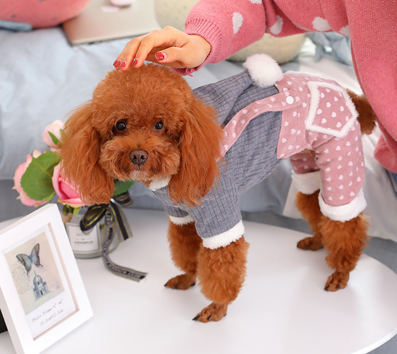KFX-2960445 Cozy Thick Polyester and Wool Pet Outfit for Small Puppies in White and Pink