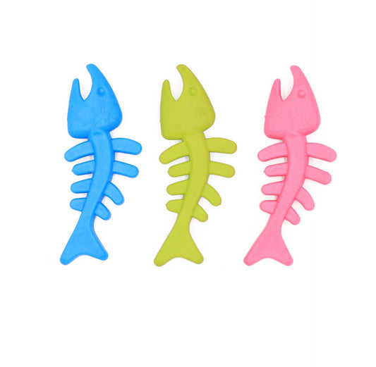 KFX-2960701 Fishbone Shaped Rubber Chew Toy for Dogs - Bite-Resistant Teeth Cleaning and Gum Massage